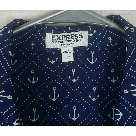 Express Portofino Anchor Shirt Original Fit Large - Picture 3 of 7